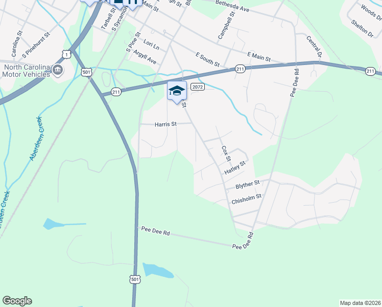 map of restaurants, bars, coffee shops, grocery stores, and more near 204 Benjamin Street in Aberdeen