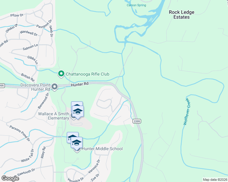 map of restaurants, bars, coffee shops, grocery stores, and more near 5599 Caney Ridge Circle in Ooltewah