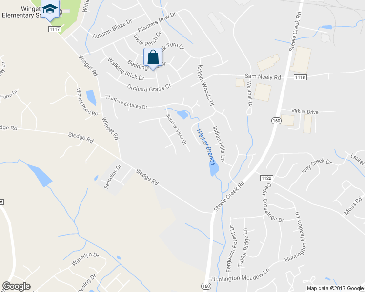 map of restaurants, bars, coffee shops, grocery stores, and more near 13824 Sunrise View Drive in Charlotte