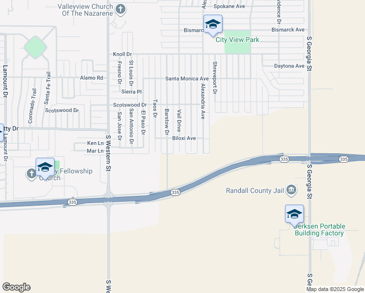 map of restaurants, bars, coffee shops, grocery stores, and more near 8507 Vail Drive in Amarillo