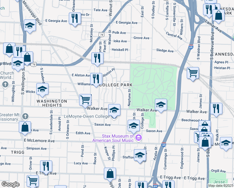 map of restaurants, bars, coffee shops, grocery stores, and more near 952 Garden Row Drive in Memphis