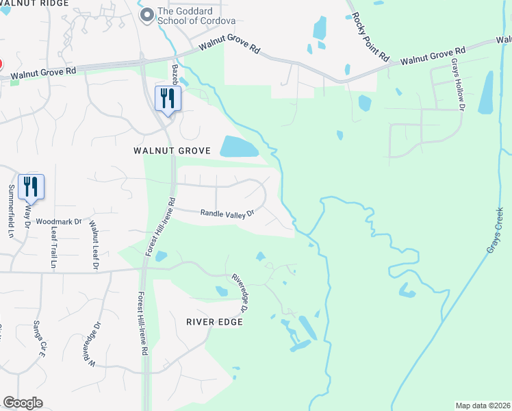 map of restaurants, bars, coffee shops, grocery stores, and more near 9274 Randle Valley Drive in Shelby County