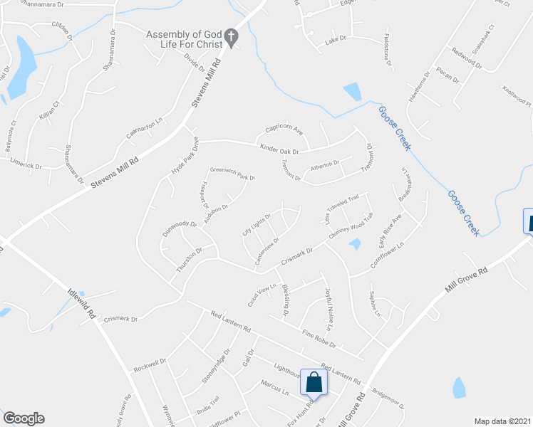 map of restaurants, bars, coffee shops, grocery stores, and more near 4001 City Lights Drive in Indian Trail