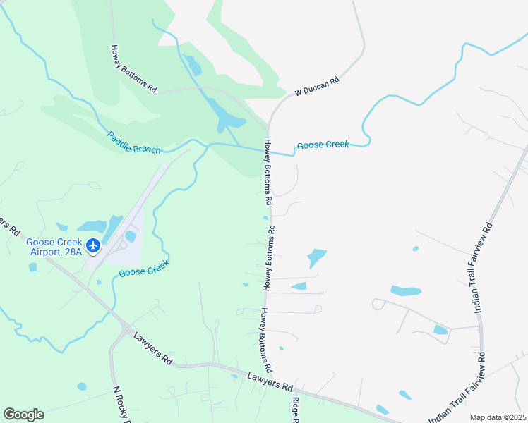 map of restaurants, bars, coffee shops, grocery stores, and more near 6413 Howey Bottoms Road in Indian Trail