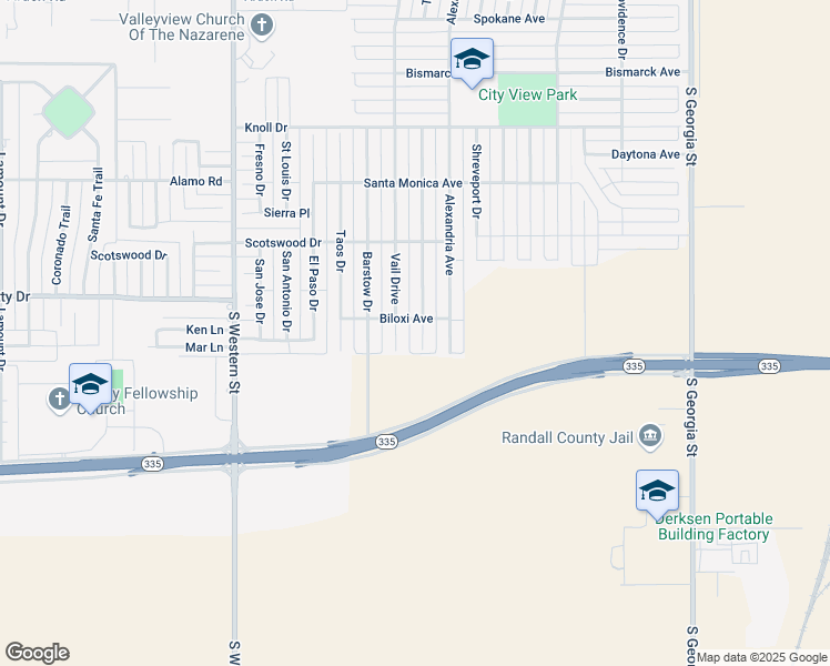 map of restaurants, bars, coffee shops, grocery stores, and more near 8507 Vail Drive in Amarillo