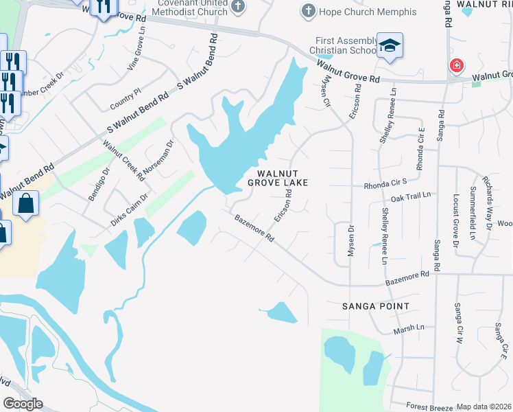 map of restaurants, bars, coffee shops, grocery stores, and more near 331 Almstead Cove in Memphis