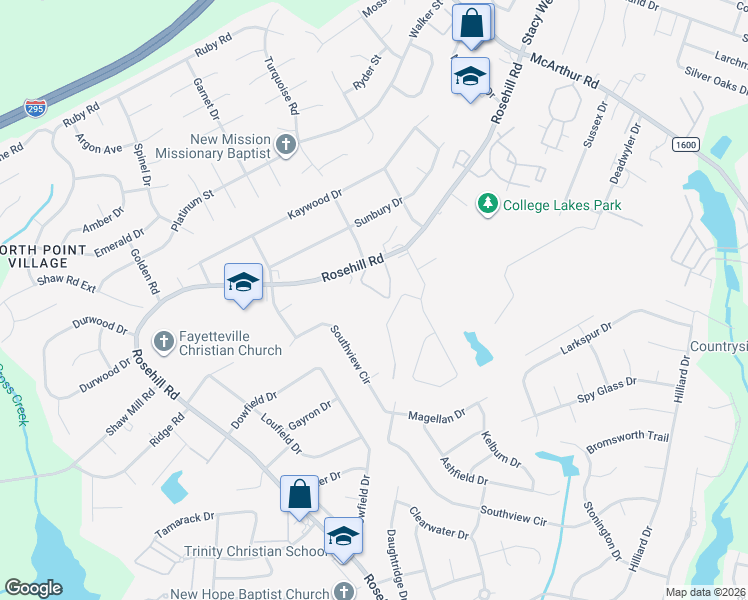 map of restaurants, bars, coffee shops, grocery stores, and more near 926 Floras Lane in Fayetteville