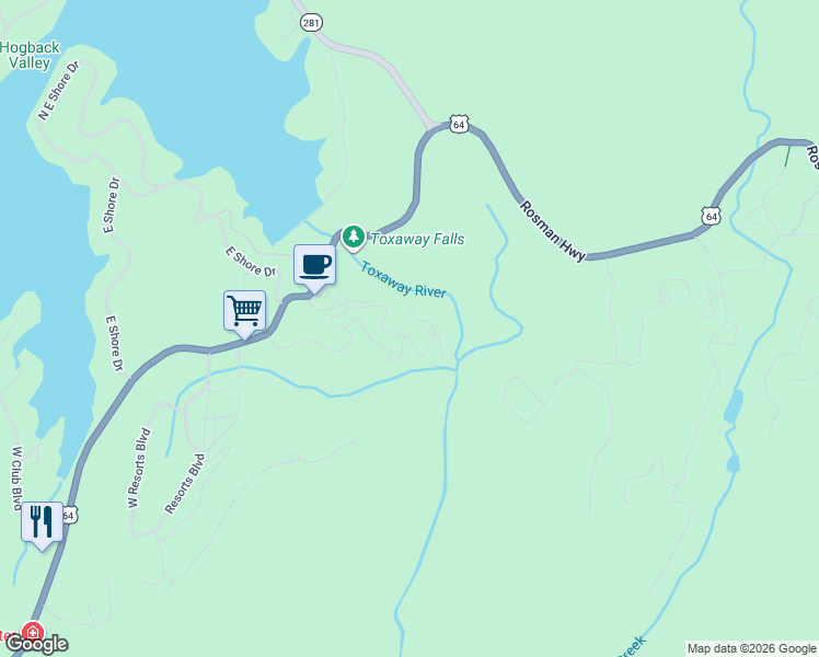map of restaurants, bars, coffee shops, grocery stores, and more near 3900 Galt Ocean Drive in Lake Toxaway
