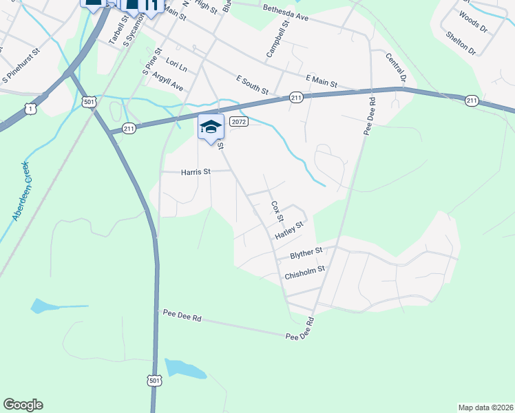 map of restaurants, bars, coffee shops, grocery stores, and more near 607 Keyser Street in Aberdeen
