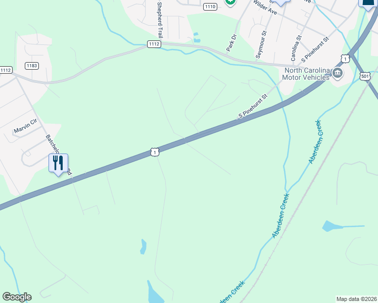 map of restaurants, bars, coffee shops, grocery stores, and more near 124 Joseph Road in Aberdeen
