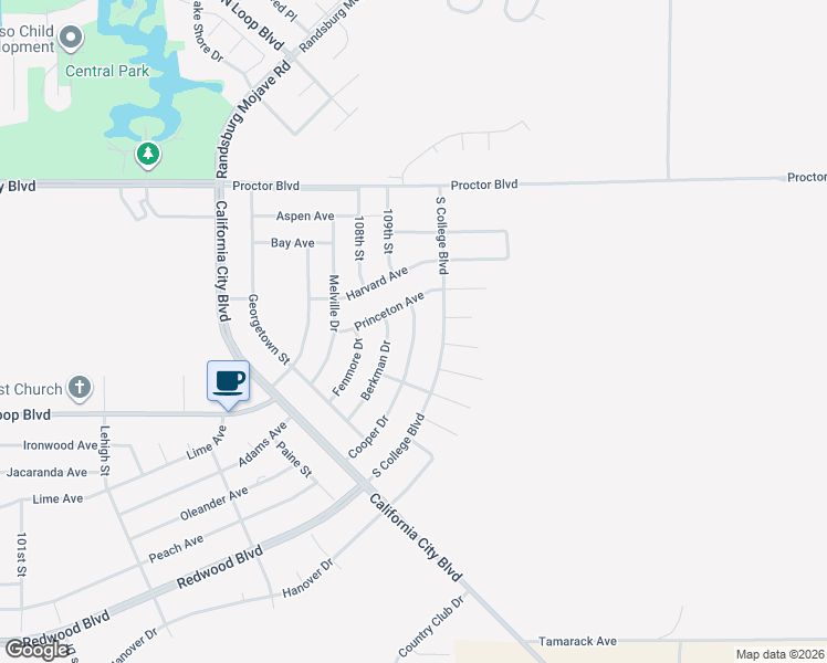 map of restaurants, bars, coffee shops, grocery stores, and more near 20700 Cooper Drive in California City