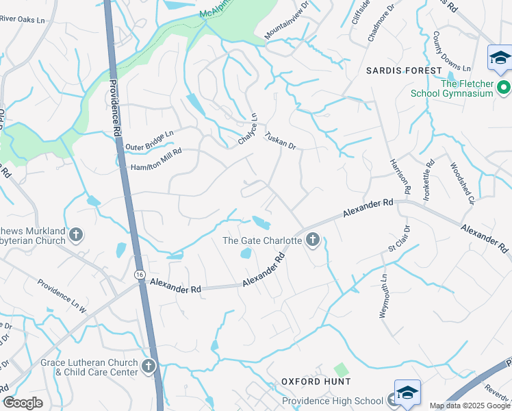 map of restaurants, bars, coffee shops, grocery stores, and more near 1838 Alden Oaks Drive in Charlotte