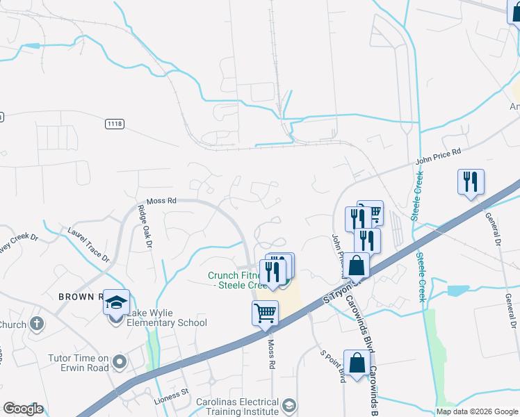 map of restaurants, bars, coffee shops, grocery stores, and more near 12824 Spirit Bound Way in Charlotte
