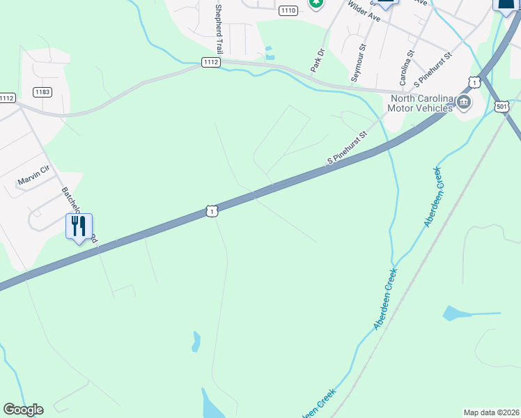 map of restaurants, bars, coffee shops, grocery stores, and more near 124 Joseph Road in Aberdeen