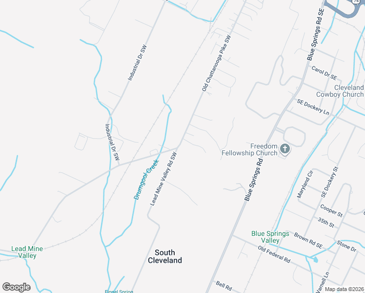map of restaurants, bars, coffee shops, grocery stores, and more near 105 Lead Mine Valley Road Southwest in Cleveland