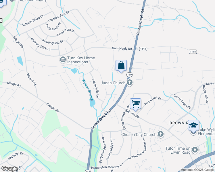 map of restaurants, bars, coffee shops, grocery stores, and more near 13215 Greycrest Drive in Charlotte