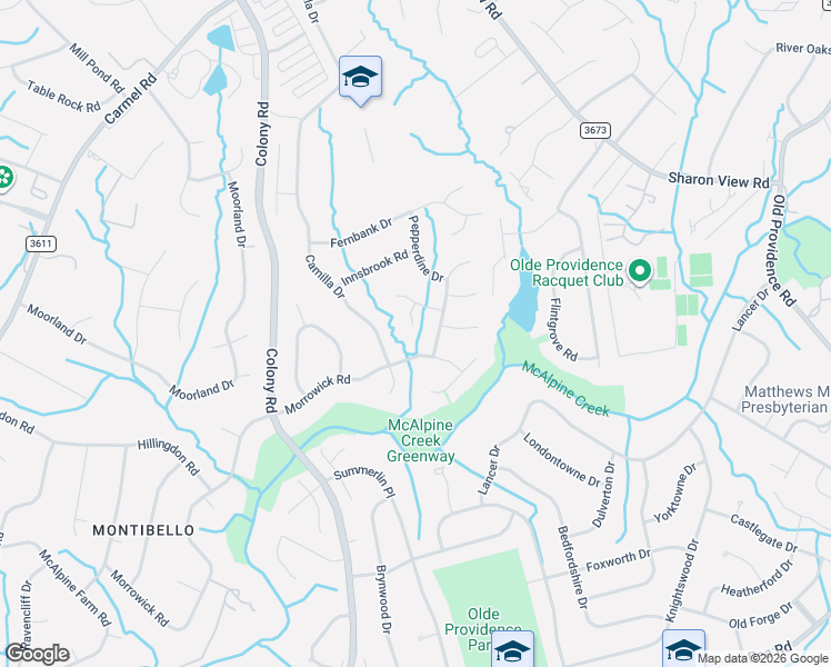 map of restaurants, bars, coffee shops, grocery stores, and more near 5524 Gordonvale Place in Charlotte