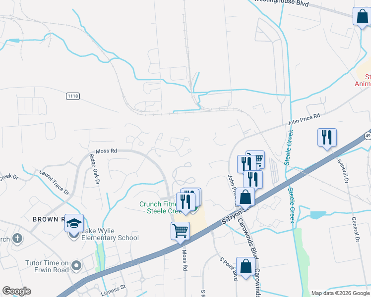map of restaurants, bars, coffee shops, grocery stores, and more near 12705 Spirit Bound Way in Charlotte