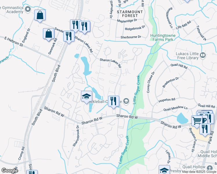 map of restaurants, bars, coffee shops, grocery stores, and more near 1916 Countrymens Court in Charlotte