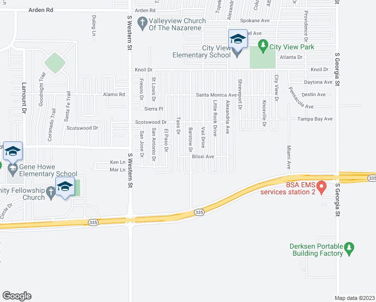 map of restaurants, bars, coffee shops, grocery stores, and more near 8408 Barstow Drive in Amarillo