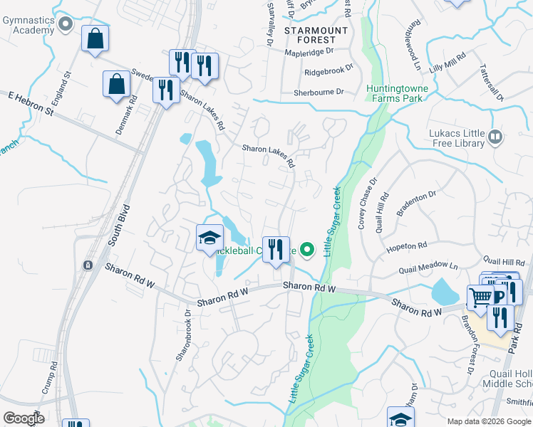 map of restaurants, bars, coffee shops, grocery stores, and more near 1916 Countrymens Court in Charlotte