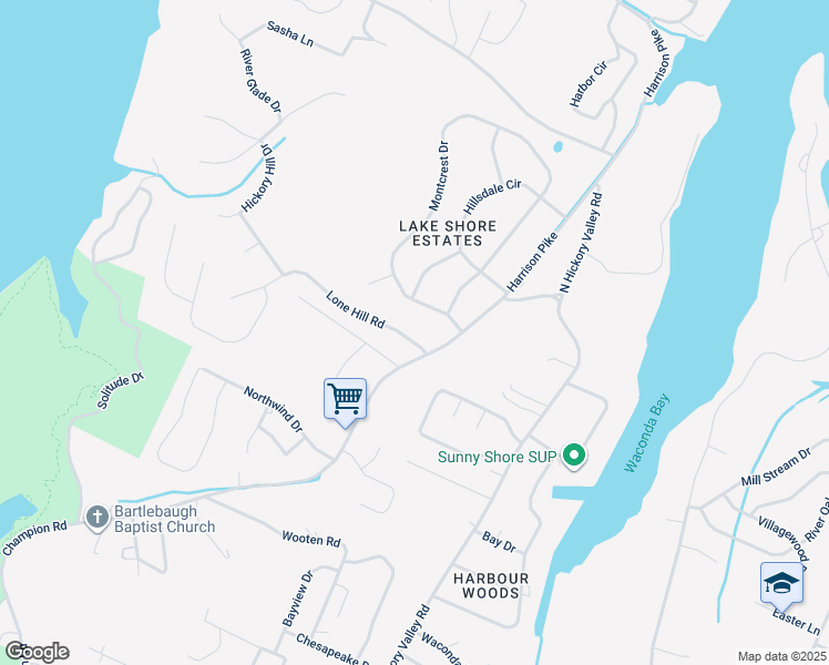 map of restaurants, bars, coffee shops, grocery stores, and more near 4811 Lone Hill Road in Chattanooga