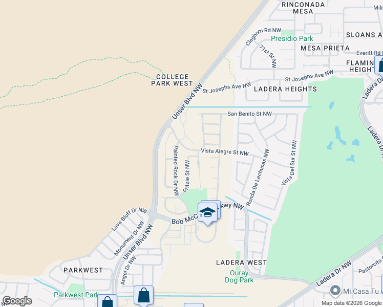map of restaurants, bars, coffee shops, grocery stores, and more near 7815 Al Street in Albuquerque