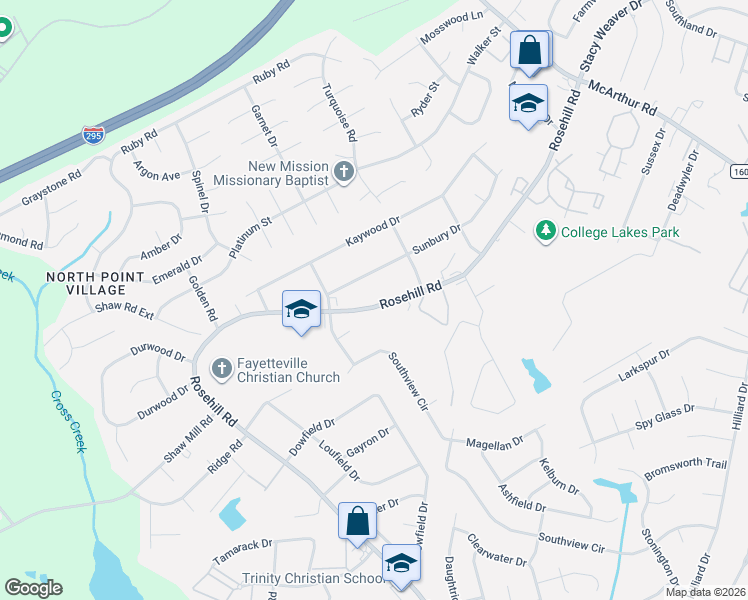 map of restaurants, bars, coffee shops, grocery stores, and more near 945 Sunbury Dr in Fayetteville