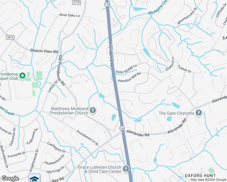 map of restaurants, bars, coffee shops, grocery stores, and more near 6430 Providence Road in Charlotte