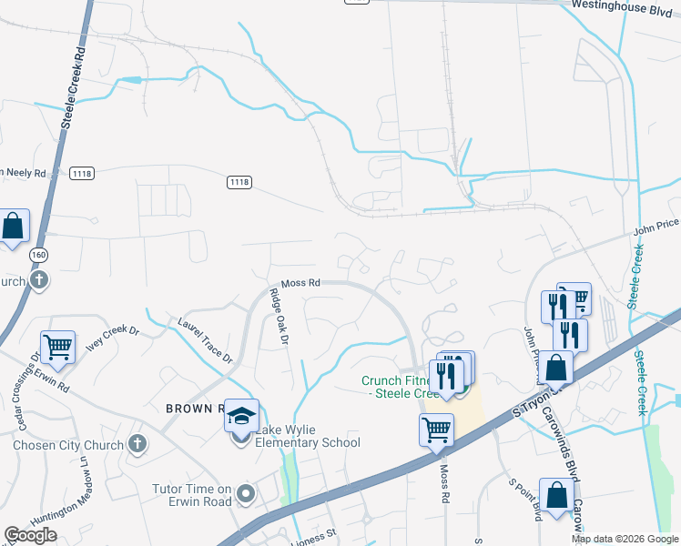 map of restaurants, bars, coffee shops, grocery stores, and more near in Charlotte