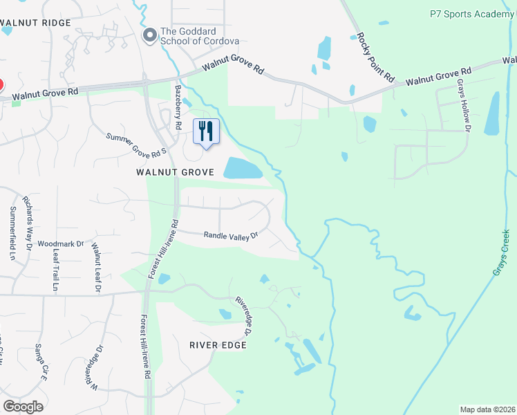 map of restaurants, bars, coffee shops, grocery stores, and more near 9261 Beaver Valley Lane in Shelby County