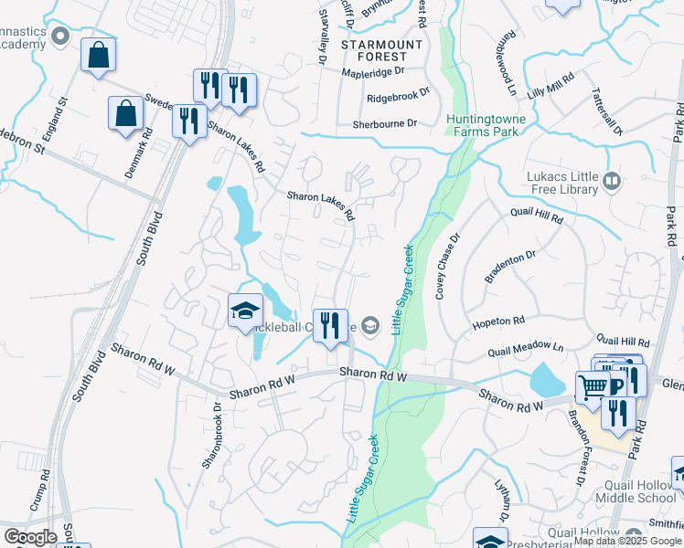 map of restaurants, bars, coffee shops, grocery stores, and more near 2007 Countrymens Court in Charlotte