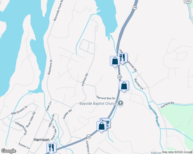 map of restaurants, bars, coffee shops, grocery stores, and more near 6308 Pythian Road in Harrison