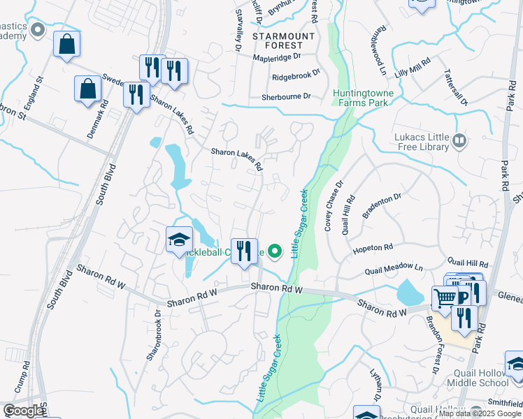 map of restaurants, bars, coffee shops, grocery stores, and more near 2007 Countrymens Court in Charlotte