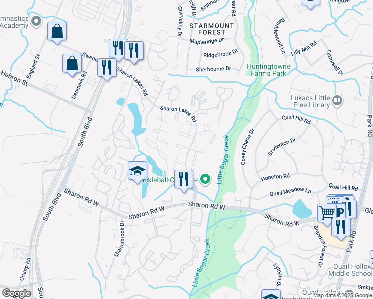 map of restaurants, bars, coffee shops, grocery stores, and more near 1916 Countrymens Court in Charlotte