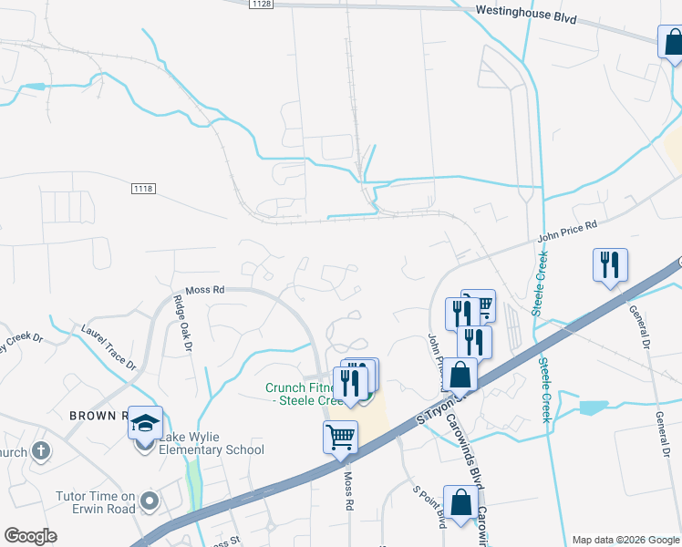 map of restaurants, bars, coffee shops, grocery stores, and more near 12705 Spirit Bound Way in Charlotte