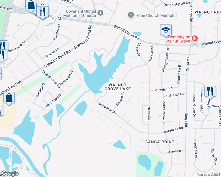 map of restaurants, bars, coffee shops, grocery stores, and more near 8403 Bergen Drive in Memphis