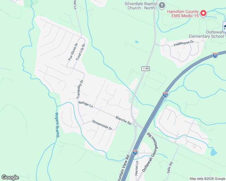 map of restaurants, bars, coffee shops, grocery stores, and more near 7549 Lacie Jay Lane in Ooltewah