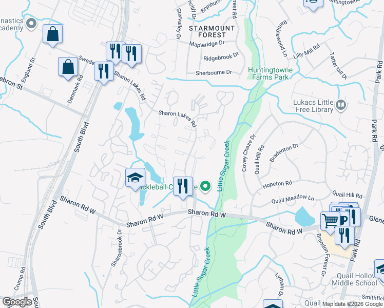 map of restaurants, bars, coffee shops, grocery stores, and more near 2007 Countrymens Court in Charlotte