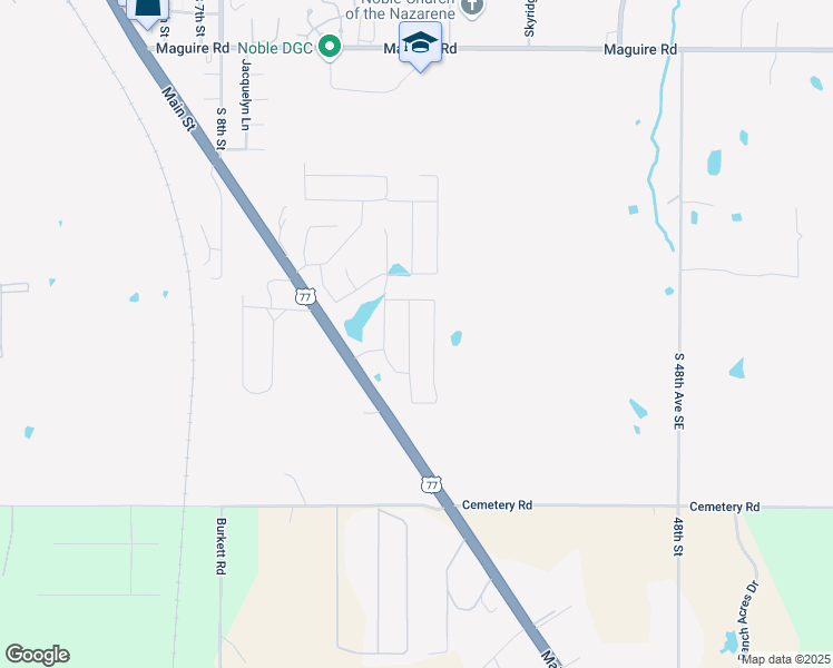 map of restaurants, bars, coffee shops, grocery stores, and more near 1425 Gypsum Place in Noble