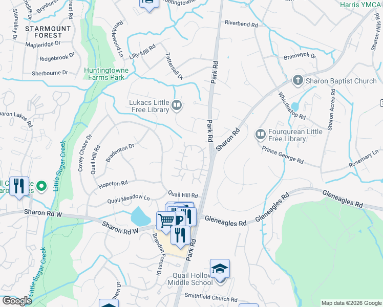 map of restaurants, bars, coffee shops, grocery stores, and more near in Charlotte