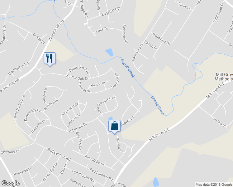 map of restaurants, bars, coffee shops, grocery stores, and more near 4103 Less Traveled Trail in Indian Trail