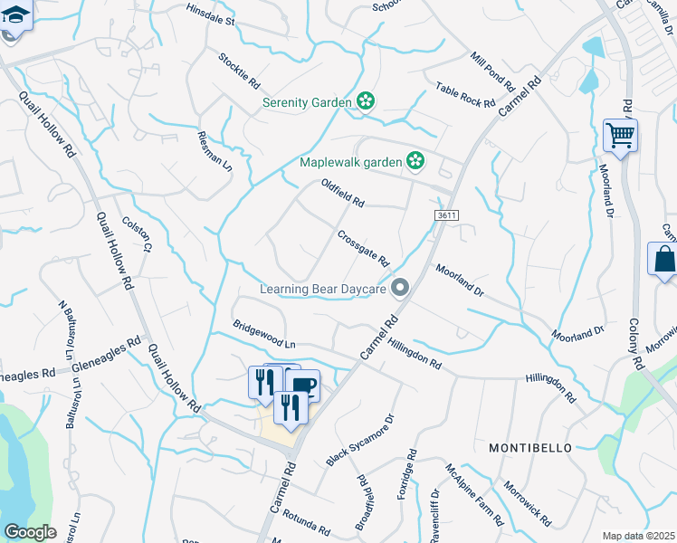 map of restaurants, bars, coffee shops, grocery stores, and more near 3924 Brinton Place in Charlotte