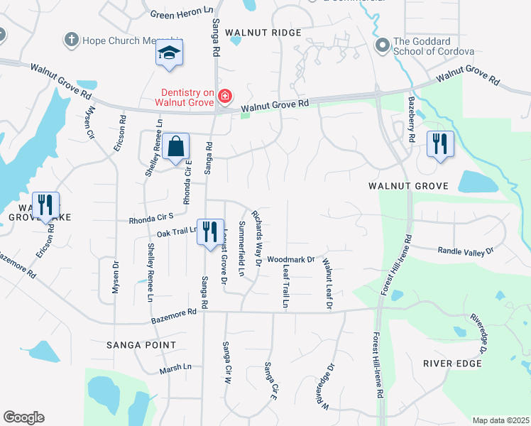 map of restaurants, bars, coffee shops, grocery stores, and more near 8853 Quailwood Cove in Shelby County