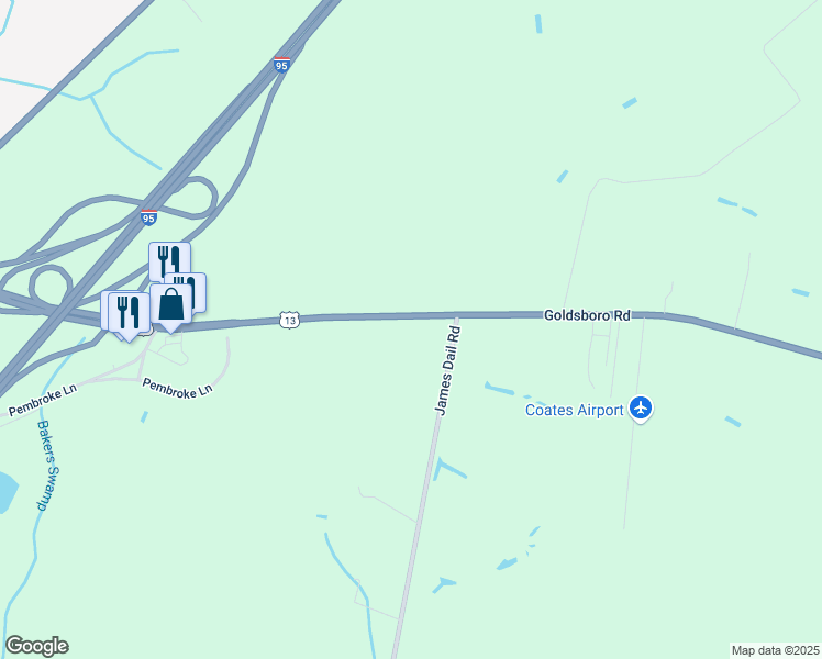 map of restaurants, bars, coffee shops, grocery stores, and more near 4220 Goldsboro Road in Wade