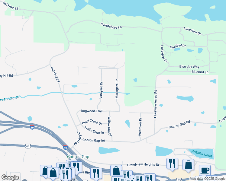 map of restaurants, bars, coffee shops, grocery stores, and more near 3275 Marlsgate Drive in Conway
