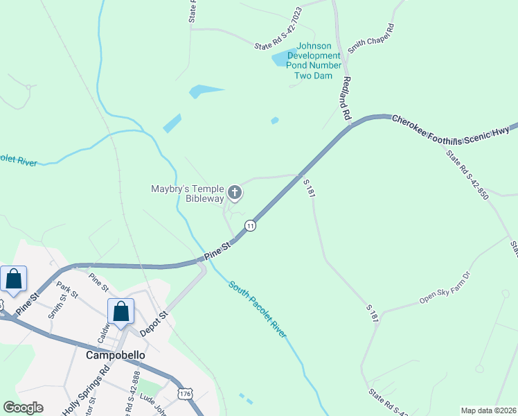 map of restaurants, bars, coffee shops, grocery stores, and more near 10774 South Carolina 11 in Campobello