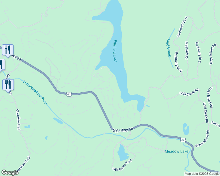 map of restaurants, bars, coffee shops, grocery stores, and more near 125 Overlook Road in Sapphire