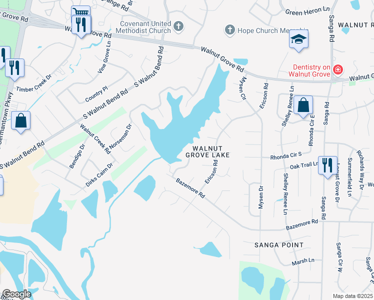 map of restaurants, bars, coffee shops, grocery stores, and more near 8403 Bergen Drive in Memphis
