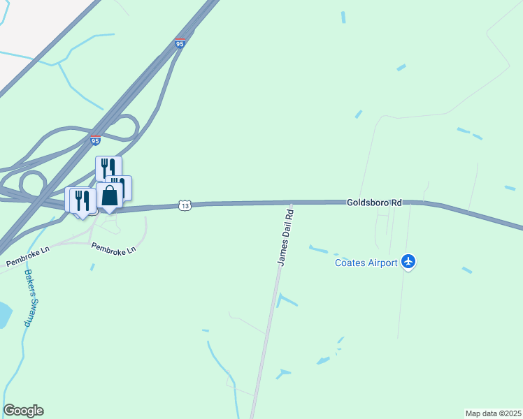 map of restaurants, bars, coffee shops, grocery stores, and more near 4220 Goldsboro Road in Wade